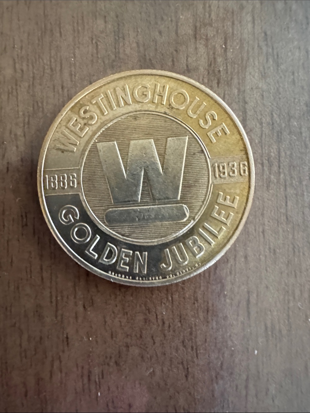 Westinghouse Golden Jubilee Commemorative Coin - Gold Tone